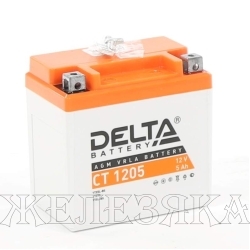 Аккумулятор для мотоциклов DELTA 12V 5 а/ч AGM CT 1205 YTX5L-BS обр.полярность залит заряжен