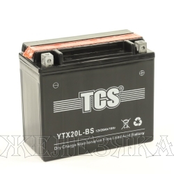 Аккумулятор для мотоциклов TCS 12V 20а/ч AGM YTX20L-BS обр.полярн. cухоз.+электр