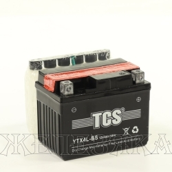 Аккумулятор для мотоциклов TCS 12V 4а/ч AGM YTX4L-BS обр.полярн. cухоз.+электр