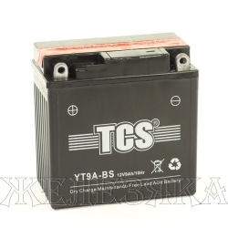 Аккумулятор для мотоциклов TCS 12V 9а/ч AGM YT9A-BS cухоз.+электр