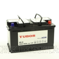Аккумулятор TUBOR AGM 80а/ч обр.полярность пуск.ток 800A