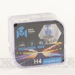 Автолампа 12V H4 60/55W P43t MEGAPOWER +120% БОКС (2шт.)