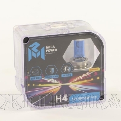 Автолампа 12V H4 60/55W P43t MEGAPOWER БОКС (2шт.) Blue White