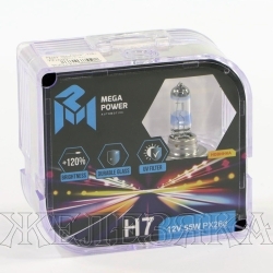 Автолампа 12V H7 55W PX26d MEGAPOWER +120% БОКС (2шт.)