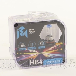 Автолампа 12V HB4 55W P22d MEGAPOWER +50% БОКС (2шт.)