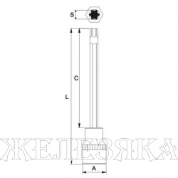 Бита-головка 1/2" TORX T40х200мм длинная JTC