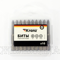 Бита крестовая PH1 L=50мм 1/4" набор 10шт KRANZ