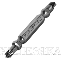 Бита PZ-FL1/FL2 L=65мм 1/4" двухсторонняя, набор 2шт, блистер ПРАКТИКА