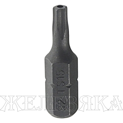 Бита TORX PLUS TS15H (IPR15) L=25мм 1/4" 5 лучей с отверстием JTC