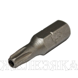 Бита TORX Т25H L=25мм 1/4" с отверстием ROCKFORCE