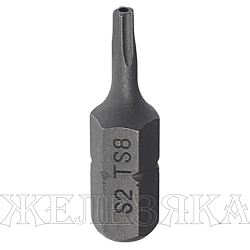 Бита TORX TS8Hх25мм 1/4" 5-ти гранная с отверстием JTC