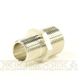 Бочонок переходной M3/4"-M1/2" удлиненный, никелированная латунь TERMA