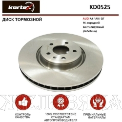 Диск тормозной AUDI AUDI A4, A5 16-, A4 Allroad, A5 (F53) передний KORTEX (к-т 2шт)