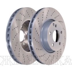 Диск тормозной MERCEDES W204 07-,W212 09- передний (перфорированный) FEBI (к-т 2шт)