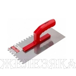 Гладилка стальная, 280 х 130 мм, зеркальная полировка, пластмас. ручка, зуб 8 х 8 мм// Matrix