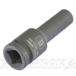 Головка ударная удлиненная шестигранная, 9 мм, 1/2", CrMo// Stels