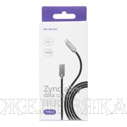 Кабель Type-C-USB 1м. LX13 Zync alloy черный RED LINE