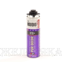 Клей-пена KUDO PUR DECOR X10+ монтажный и стыковочный 650мл