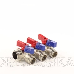 Коллектор распределительный F3/4"-M3/4", 3 отсекающих вентиля M1/2" СТМ