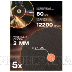 Круг RF-CW0994 отрезной по металлу 75x9.5x2мм (к-т 5 шт.),в блистере ROCKFORCE /1/80