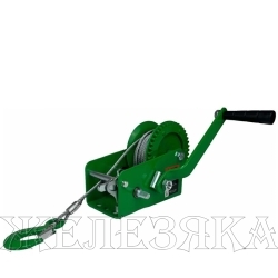 Лебедка барабанная 1.1т, 1 крюк, ремень 10м HITCH