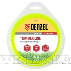 Леска для триммера квадрат 2,4 мм х 40 м,  блистер FLEX CORD// Denzel