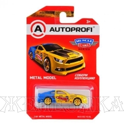 Модель автомобиля MUSCLE CARS Mustang MUS-002 желт/синий 1:64