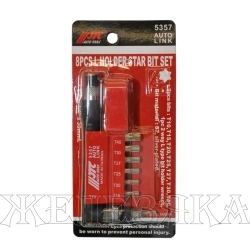 Набор бит 8 пр.TORX T10-T40 с Г-образным держателем, блистер JTC