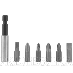 Набор бит, магнитный адаптер для бит, сталь 45Х, 7 предм., в пласт. закрытом боксе// Matrix