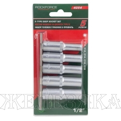 Набор головок RF-4054: 1/2"DR звездочка глубоких Е10-18 5пр. ROCKFORCE /1