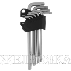 Набор ключей имбусовых Torx-Tempered, TT10-50, CrV, 9 шт., удлиненные// Сибртех