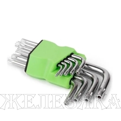 Набор ключей P010K: TORX Г-образных, 9пр.(Т10,15,20,25,27,30,40,45,50),в блистере Помощник /1/24