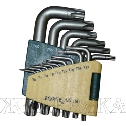 Набор ключей TORX 15 пр.T6-T60 Г-обр.коротких FORCE