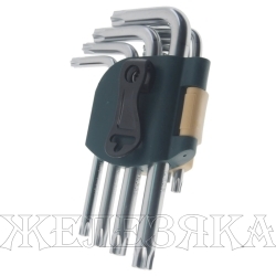 Набор ключей TORX 15 пр.T6-T60 Г-обр.коротких с отверстием ROCKFORCE