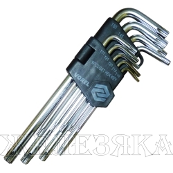 Набор ключей TORX 9 пр.Т10-Т50 Г-обр.с отверстием VOREL