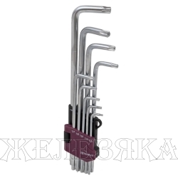 Набор ключей TORX 9 пр.Т10H-Т50H Г-обр.экстрадлинных, блистер THORVIK