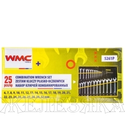 Набор ключей WMC-5261P: комбинированных 25пр. (6-28,30,32мм),на полотне WMC TOOLS /1/4