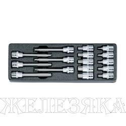 Набор насадок 1/2" шестигранных в ложементе, 16 предметов, HONITON IK-SKB4001606