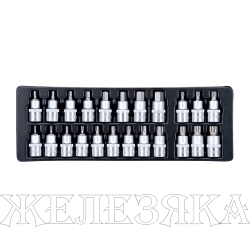 Набор насадок 1/2" в ложементе (6-гранные, TORX, М), 23 предмета, HONITON IK-SKB400230