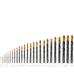 Набор сверл по металлу, 1-13 мм, HSS-Tin, Golden Tip, 25 шт// Denzel