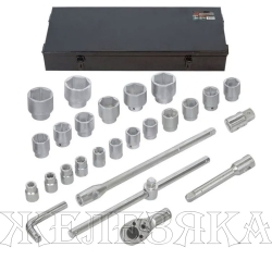 Набор торцевых головок RF-68263-5: 3/4"DR 6-гранных 17-50мм 1"DR 55-60мм 26пр. ROCKFORCE /1