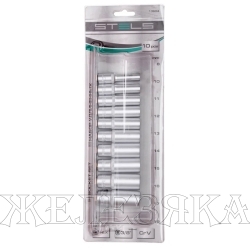 Набор удлиненных торцевых головок 3/8", 6-ти гр., CrV, 10шт., 8-19мм// Stels
