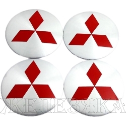 Наклейка на колпак диска колесного Mitsubishi D56 сер.металл 4шт