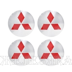 Наклейка на колпак диска колесного Mitsubishi D60 сер.металл 4шт