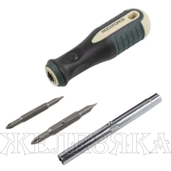 Отвертка комбинированная с сменными двусторонними битами 1/4"-5/16" блистер ROCKFORCE