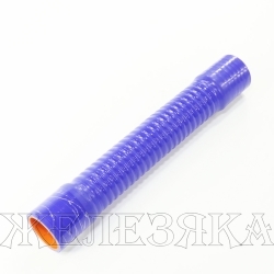 Патрубок системы охлаждения гофрированный D50 L=400 синий силикон MOTORIST