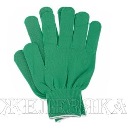 Перчатки нейлоновые с ПВХ точечным покрытием зеленые 13 класс р.L СИБРТЕХ