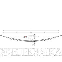 Рессора ГАЗ-3302 задняя дополнительная 3 листа L=1150мм ЧМЗ