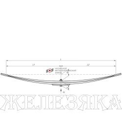 Рессора ГАЗ-3307 задняя дополнительная 3 листа L=1150мм ЧМЗ