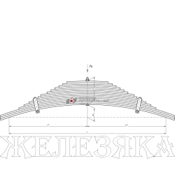 Рессора МАЗ,КРАЗ задняя 15 листов L=1550мм ЧМЗ